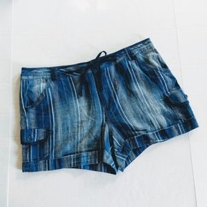 Democracy Striped Linen Blend Drawstring Shorts 16